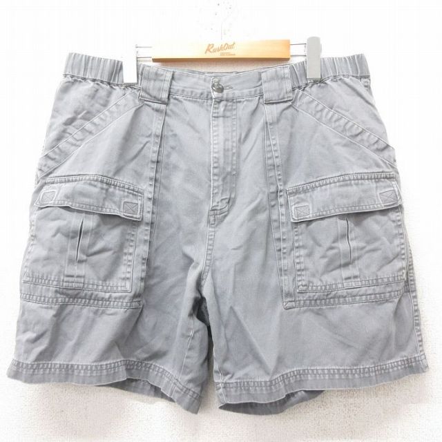 【50%OFF】W36★古着 ショート パンツ ショーツ メンズ コットン グレー 25jun13 中古 ボトムス 短パン ショーパン ハーフ