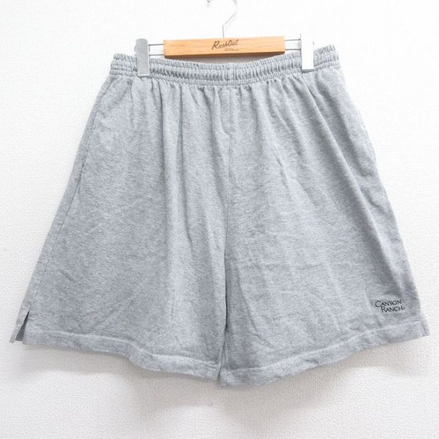 W36★古着 ショート イージー パンツ ショーツ メンズ 90年代 90s CANYON RANCH グレー 霜降り 25jun14 中古 ボトムス 短パン ショーパン
