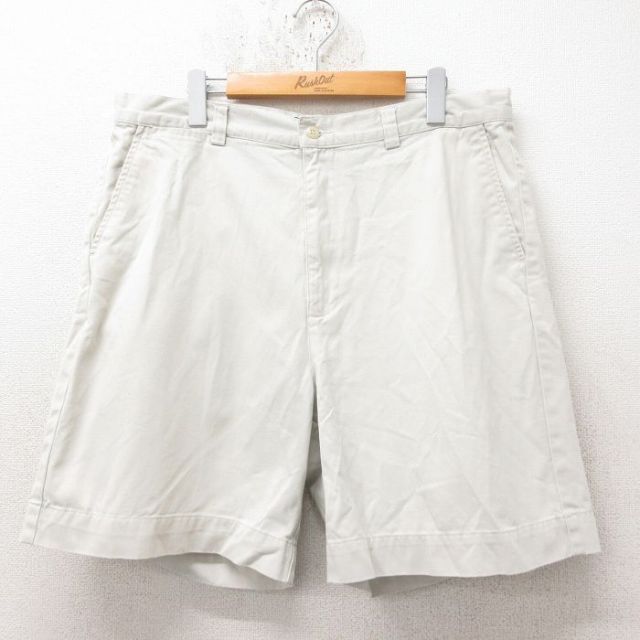 W35★古着 ラルフローレン Ralph Lauren ブランド ショート チノ パンツ チノパン ショーツ メンズ 90年代 90s PHILIP コットン 薄ベージュ カーキ 25jun14 中古 ボトムス 短パン ショーパン