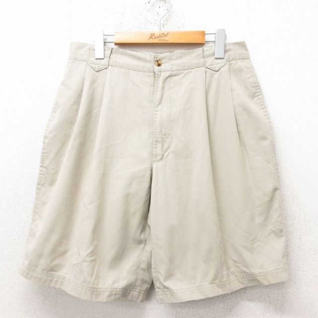 W32★古着 ビューグルボーイ ショート パンツ ショーツ メンズ 90年代 90s ベージュ カーキ 25jun14 中古 ボトムス 短パン ショーパン ハーフ
