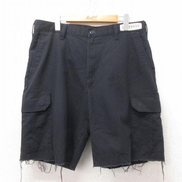 W35★古着 ショート ワーク カーゴ パンツ ショーツ メンズ CiNTAS 黒 ブラック 25jun14 中古 ボトムス 短パン ショーパン