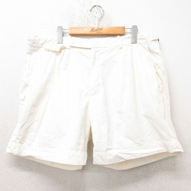 W38★古着 ラルフローレン Ralph Lauren ブランド ショート パンツ ショーツ メンズ 90年代 90s コットン 白 ホワイト 25jun14 中古 ボトムス 短パン ショーパン ハーフ