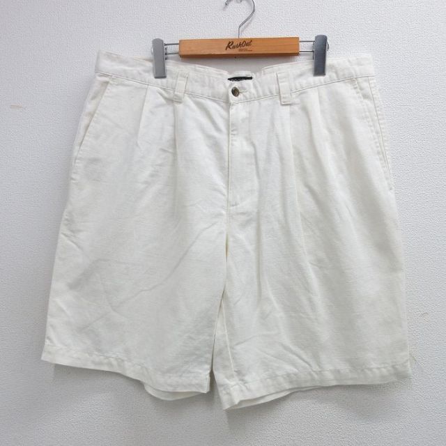 W39★古着 ドッカーズ ショート パンツ ショーツ メンズ 00年代 00s リネン 白 ホワイト 【spe】 25jun16 中古 ボトムス 短パン ショーパン ハーフ