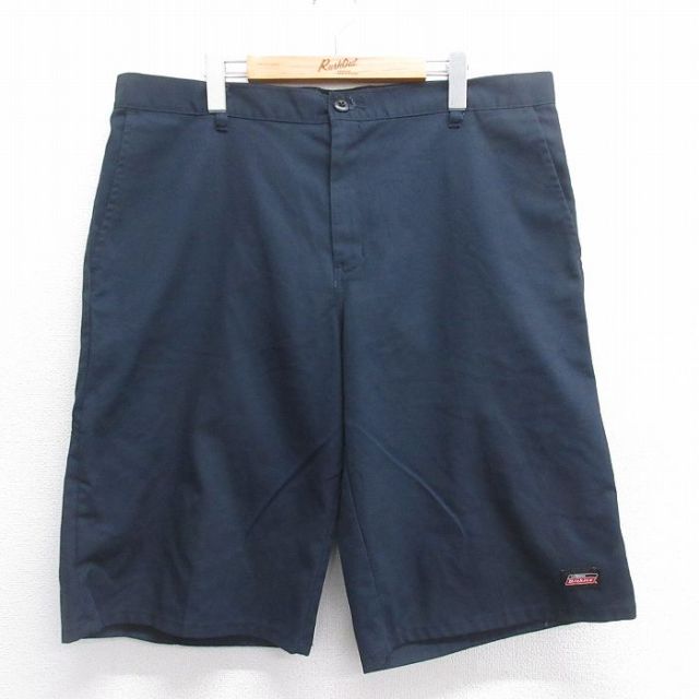 W39★古着 ディッキーズ Dickies ハーフ ワーク パンツ ショーツ メンズ 大きいサイズ 紺 ネイビー 25jun16 中古 ボトムス 短パン ショーパン