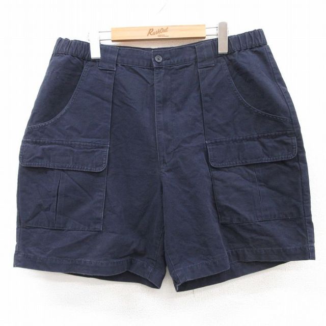 W36★古着 ショート ブッシュ パンツ ショーツ メンズ SAVANE ダック地 コットン 紺 ネイビー 25jun17 中古 ボトムス 短パン ショーパン