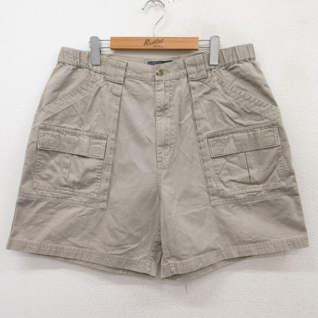 W35★古着 ショート ブッシュ パンツ ショーツ メンズ コットン ベージュ系 カーキ 25jun17 中古 ボトムス 短パン ショーパン