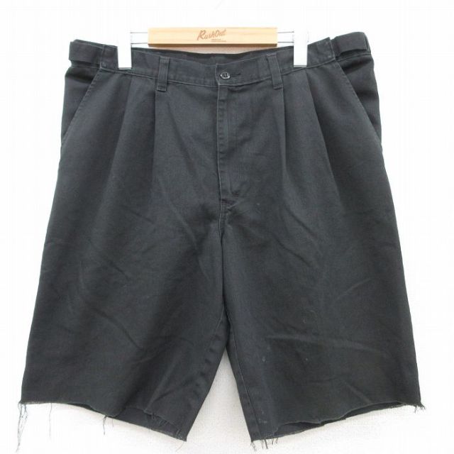 W36★古着 ディッキーズ Dickies ショート ワーク パンツ ショーツ メンズ 黒 ブラック 25jun17 中古 ボトムス 短パン ショーパン