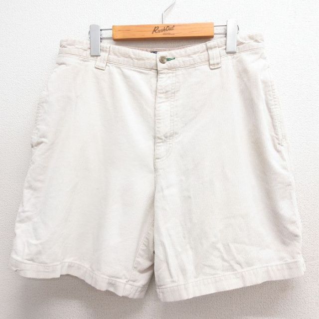 【50%OFF】W32★古着 トミーヒルフィガー TOMMY HILFIGER ショート ブランド コーデュロイ パンツ ショーツ メンズ 90年代 90s ワンポイントロゴ コットン 薄ベージュ カーキ 25jun17 中古 ボトムス 短パン ショーパン