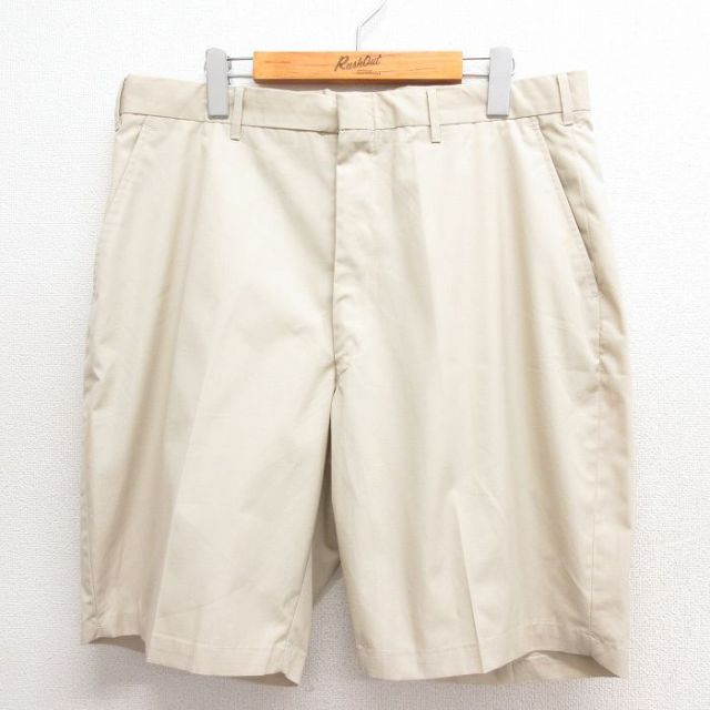 W35★古着 Kマート ショート スラックス パンツ ショーツ メンズ 80年代 80s 薄ベージュ カーキ 25jun17 中古 ボトムス 短パン ショーパン