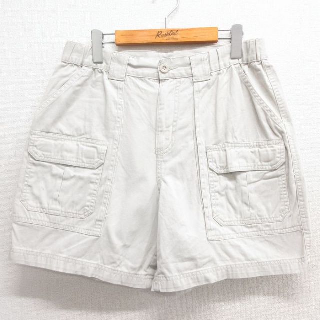 【50%OFF】W31★古着 ショート カーゴ パンツ ショーツ メンズ コットン 薄ベージュ カーキ 25jun17 中古 ボトムス 短パン ショーパン