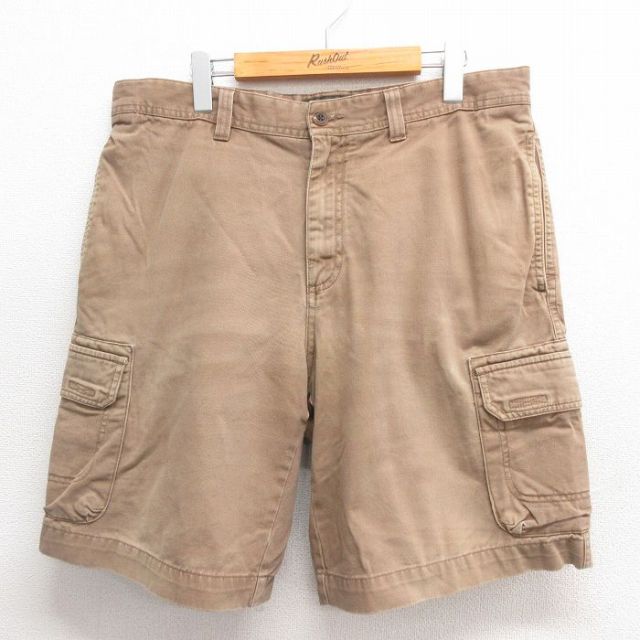 W35★古着 エディーバウアー ショート カーゴ パンツ ショーツ メンズ コットン 茶 ブラウン 25jun17 中古 ボトムス 短パン ショーパン