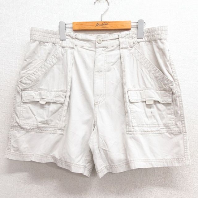 W37★古着 セントジョンズベイ ショート パンツ ショーツ メンズ コットン 薄ベージュ カーキ 25jun18 中古 ボトムス 短パン ショーパン ハーフ