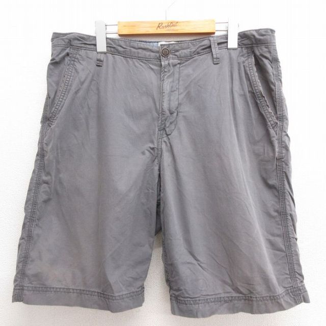 【50%OFF】W37★古着 ラッキーブランド Lucky Brand ショート パンツ ショーツ メンズ コットン グレー 25jun18 中古 ボトムス 短パン ショーパン ハーフ