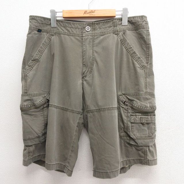 W37★古着 クール KUHL ショート カーゴ パンツ ショーツ メンズ 緑 グリーン 25jun18 中古 ボトムス 短パン ショーパン
