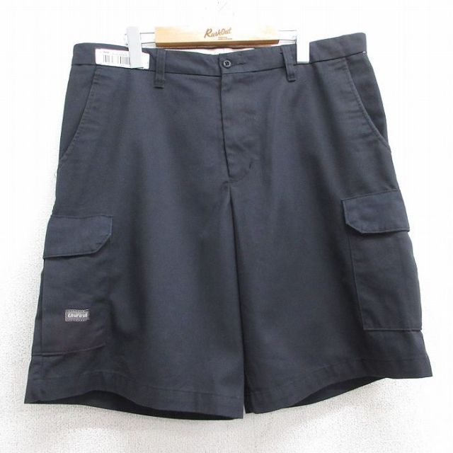 W36★古着 ショート カーゴ ワーク パンツ ショーツ メンズ 黒 ブラック 25jun18 中古 ボトムス 短パン ショーパン