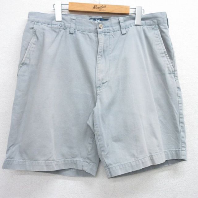 W36★古着 ラルフローレン Ralph Lauren ブランド ショート チノ パンツ チノパン ショーツ メンズ 90年代 90s PROSPECT コットン 薄紺 ネイビー デニム 25jun19 中古 ボトムス 短パン ショーパン