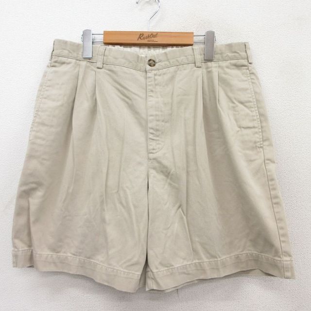 W36★古着 エルエルビーン LLBEAN ショート パンツ ショーツ メンズ 00年代 00s コットン ベージュ カーキ 25jun18 中古 ボトムス 短パン ショーパン ハーフ