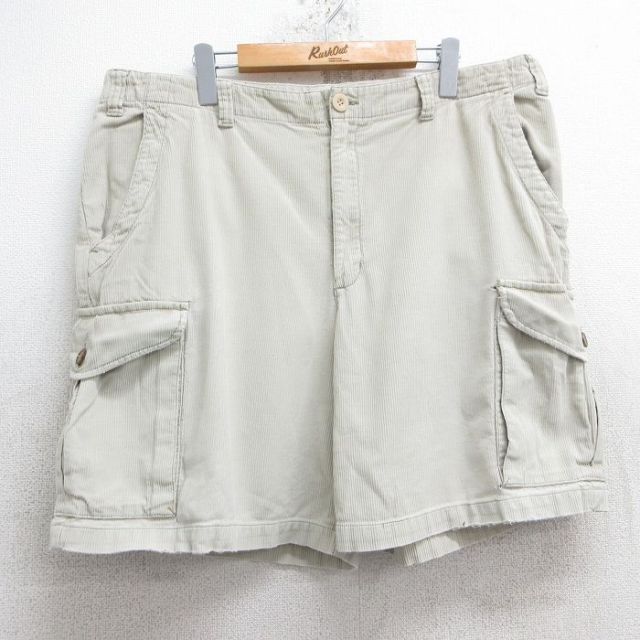 W38★古着 エディーバウアー ショート カーゴ コーデュロイ パンツ ショーツ メンズ 00年代 00s 太畝 コットン 薄ベージュ カーキ 25jun19 中古 ボトムス 短パン ショーパン