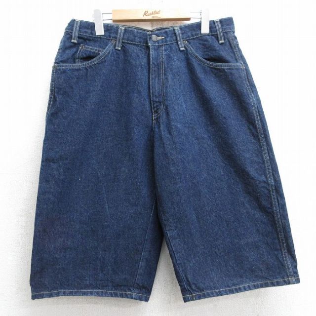 W36★古着 ディッキーズ Dickies ハーフ ペインター パンツ ショーツ メンズ コットン 濃紺 ネイビー デニムanam1921 【spe】 25jun19 中古 ボトムス 短パン ショーパン
