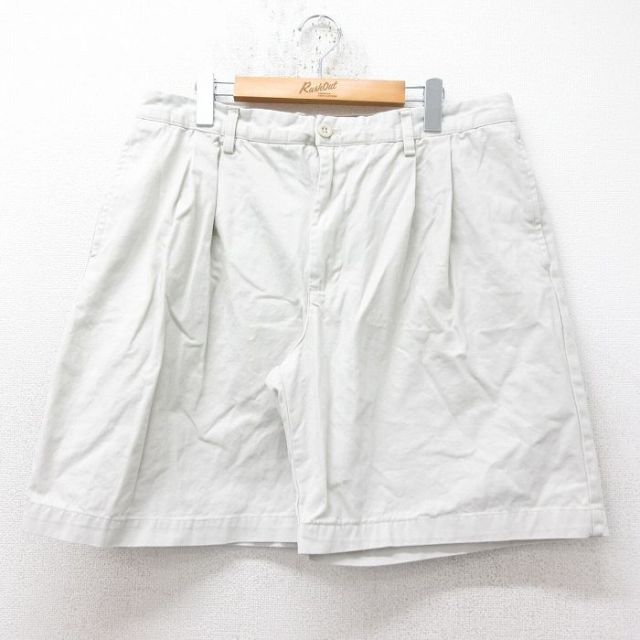 W37★古着 IZOD ショート パンツ ショーツ メンズ コットン 薄ベージュ カーキ 25jun20 中古 ボトムス 短パン ショーパン ハーフ