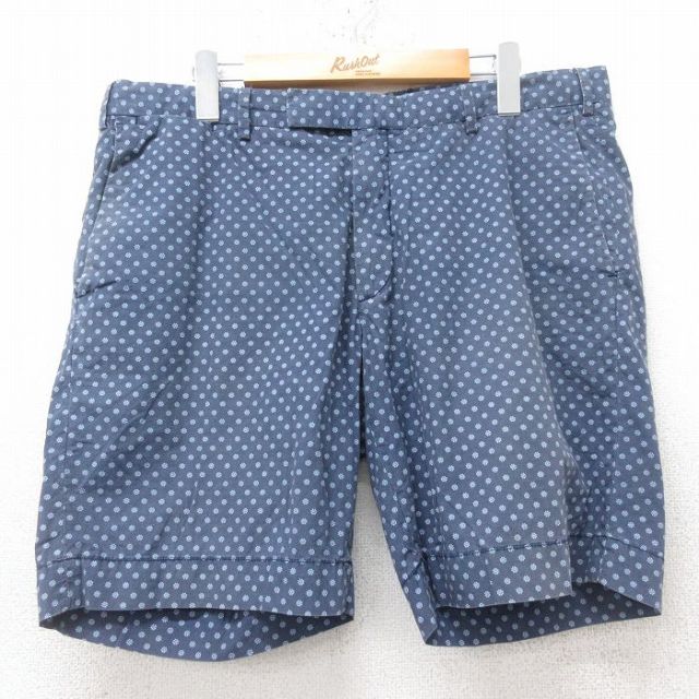 W36★古着 ラルフローレン Ralph Lauren ブランド ショート パンツ ショーツ メンズ 総柄 コットン 紺他 ネイビー 25jun20 中古 ボトムス 短パン ショーパン ハーフ