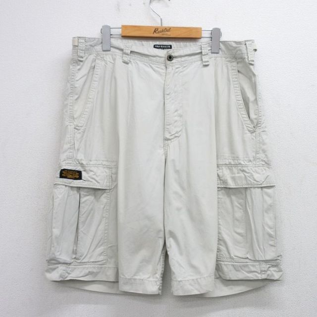W37★古着 ラルフローレン Ralph Lauren ポロジーンズ ブランド ショート カーゴ パンツ ショーツ メンズ 00年代 00s コットン 薄ベージュ系 カーキ 【spe】 25jun21 中古 ボトムス 短パン ショーパン