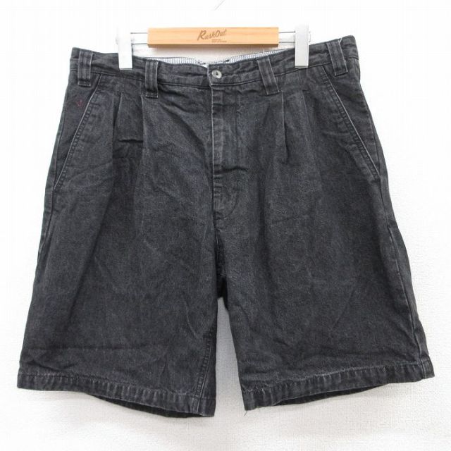 W36★古着 セントジョンズベイ ショート パンツ ショーツ メンズ 00年代 00s コットン 黒 ブラック デニム 【spe】 25jun23 中古 ボトムス 短パン ショーパン ハーフ