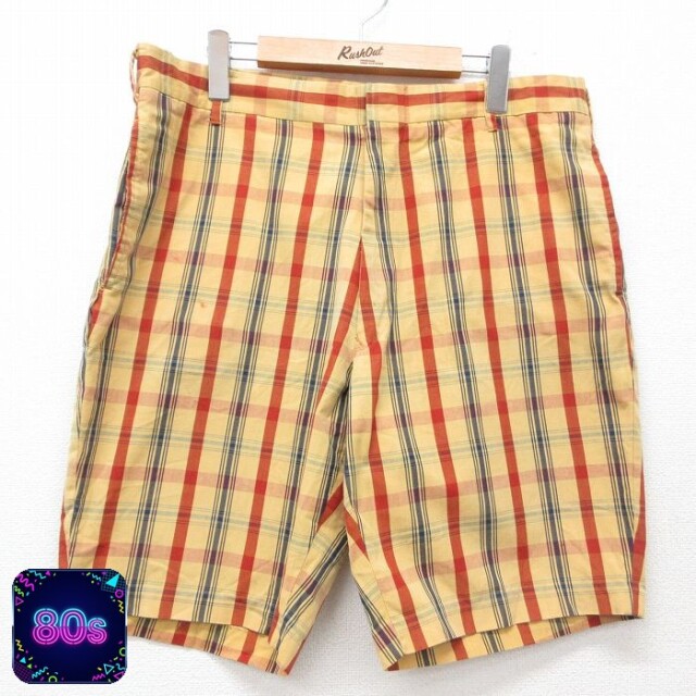 【50%OFF】ペニーズ 80s ショートパンツ イエローチェック W38 | 古着