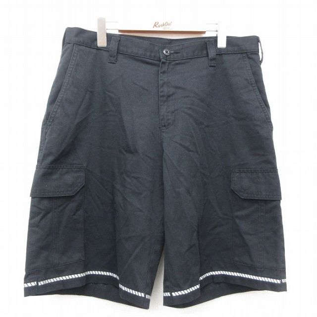 W35★古着 ショート ワーク カーゴ パンツ ショーツ メンズ CiNTAS 黒他 ブラック 25jun23 中古 ボトムス 短パン ショーパン