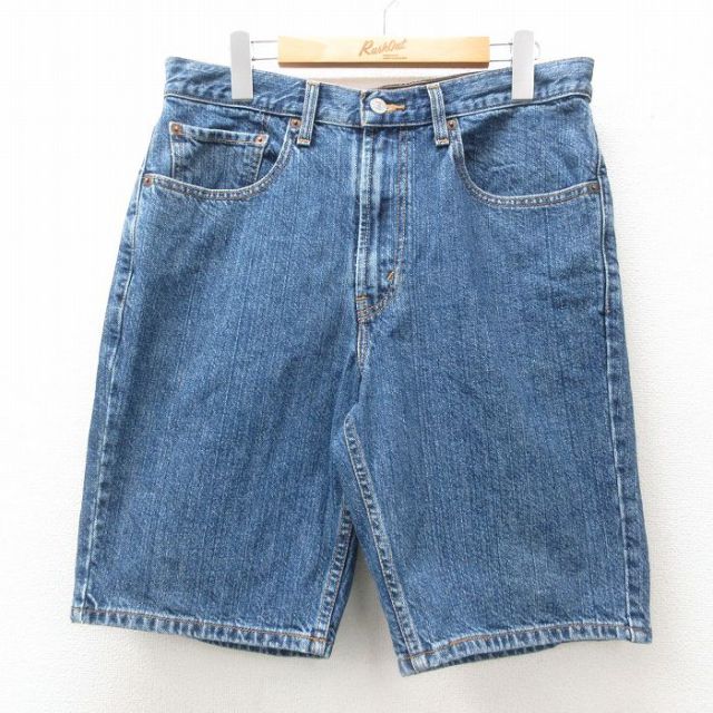 W33★古着 リーバイス Levis 505 ショート パンツ ショーツ メンズ コットン 紺 ネイビー デニム 25jun23 中古 ボトムス 短パン ショーパン ハーフ