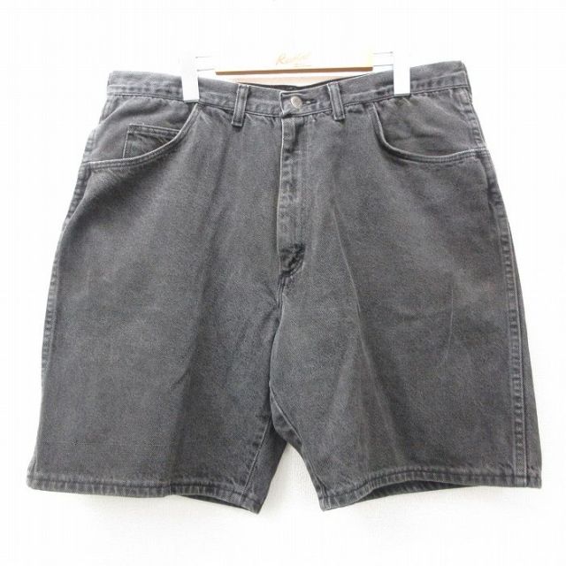 W38★古着 ラングラー Wrangler ショート パンツ ショーツ メンズ 00年代 00s 黒 ブラック デニム 【spe】 25jun23 中古 ボトムス 短パン ショーパン ハーフ