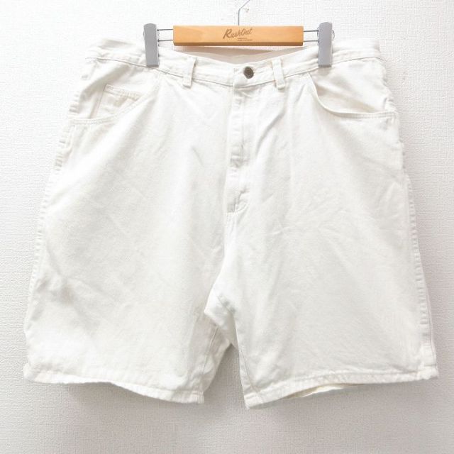 W36★古着 ラングラー Wrangler ショート パンツ ショーツ メンズ 00年代 00s 白 ホワイト デニム 25jun23 中古 ボトムス 短パン ショーパン ハーフ
