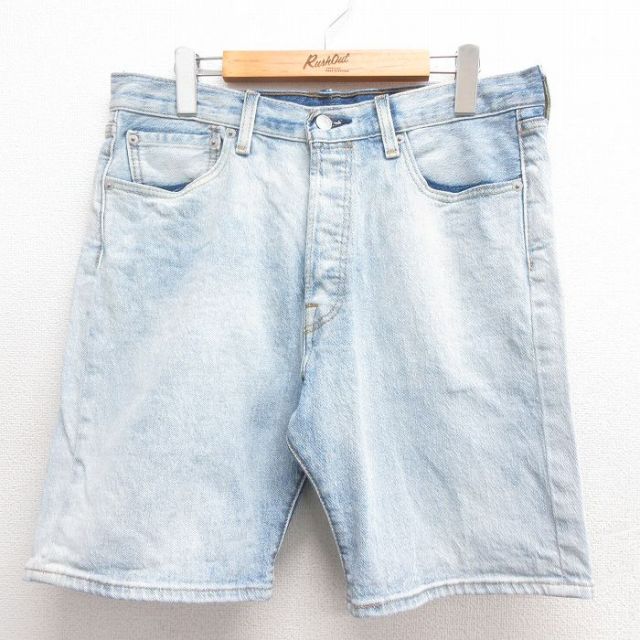 W33★古着 リーバイス Levis 501 ショート パンツ ショーツ メンズ 紺 ネイビー デニム 【spe】 25jun24 中古 ボトムス 短パン ショーパン ハーフ