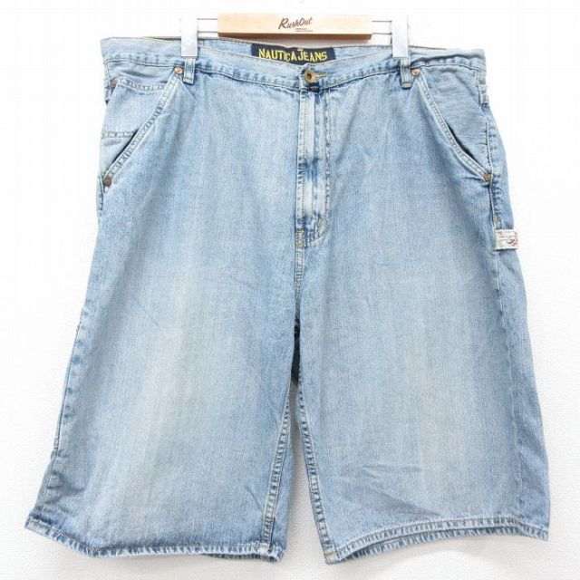 W40★古着 ノーティカ NAUTICA ショート ペインター パンツ ショーツ メンズ 大きいサイズ コットン 紺 ネイビー デニム 【spe】 25jun25 中古 ボトムス 短パン ショーパン