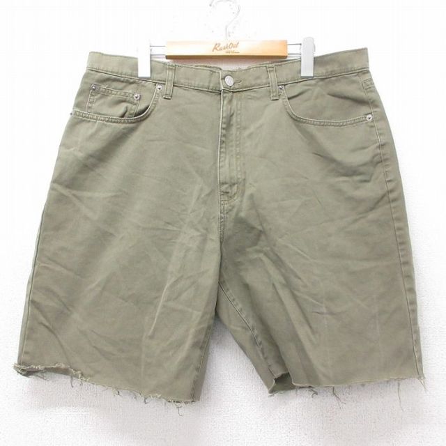W36★古着 ラルフローレン Ralph Lauren ポロジーンズ ブランド ショート パンツ ショーツ メンズ コットン 緑系 グリーン 25jun26 中古 ボトムス 短パン ショーパン ハーフ