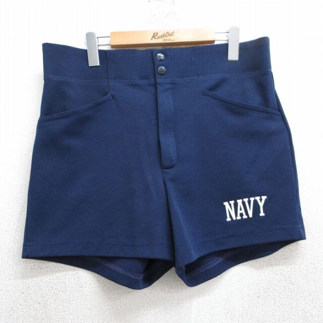 W34★古着 ショート パンツ ショーツ メンズ 90年代 90s ミリタリー ネイビー NAVY 紺 25jul01 中古 ボトムス 短パン ショーパン ハーフ