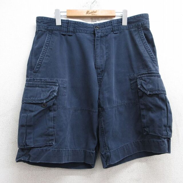 W37★古着 ラルフローレン Ralph Lauren ブランド ショート カーゴ チノ パンツ ショーツ チノパン メンズ コットン 紺 ネイビー 【spe】 25jul01 中古 ボトムス 短パン ショーパン