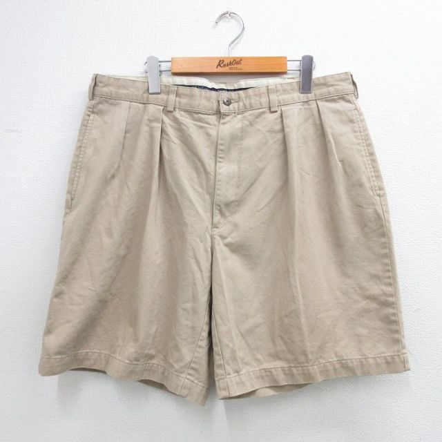 【50%OFF】W36古着 ラルフローレン Ralph Lauren ショート ブランド チノ パンツ チノパン ショーツ メンズ 90年代 90s ワンポイントロゴ TYLER コットン ベージュ カーキ 25jul02 中古 ボトムス 短パン ショーパン