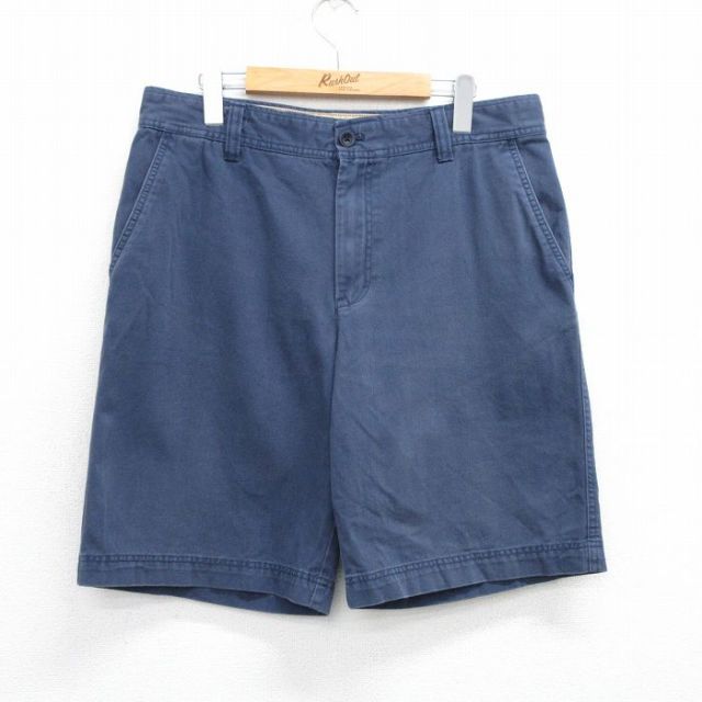 W34★古着 IZOD ショート パンツ ショーツ メンズ コットン 紺 ネイビー 25jul03 中古 ボトムス 短パン ショーパン ハーフ