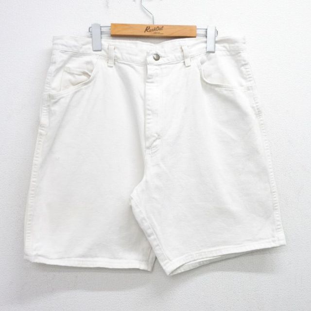 【50%OFF】W36★古着 ラングラー Wrangler ショート パンツ ショーツ メンズ 90年代 90s コットン USA製 白 ホワイト デニム 25jul03 中古 ボトムス 短パン ショーパン ハーフ