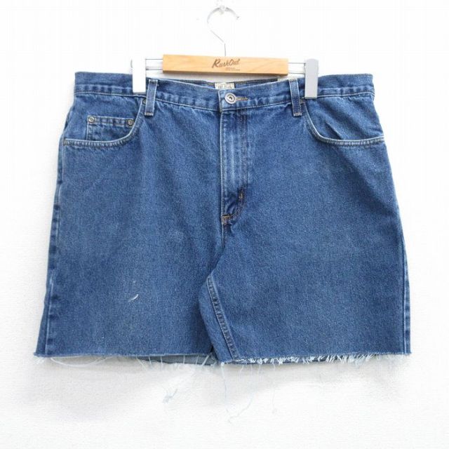 【50%OFF】W38★古着 レッドヘッド ショート パンツ ショーツ メンズ コットン 紺 ネイビー デニム 25jul03 中古 ボトムス 短パン ショーパン ハーフ