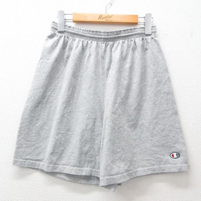 【50%OFF】W31★古着 チャンピオン champion ショート イージー パンツ ショーツ メンズ ワンポイントロゴ グレー 霜降り 25jul04 中古 ボトムス 短パン ショーパン