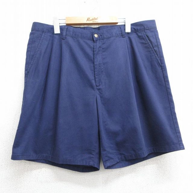 W38★古着 ショート パンツ ショーツ メンズ 80年代 80s タロン 紺 ネイビー 25jul05 中古 ボトムス 短パン ショーパン ハーフ