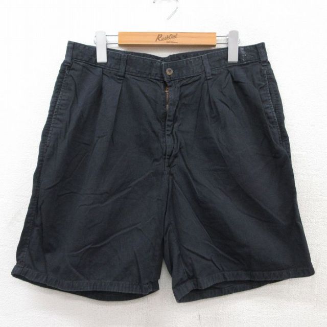 【50%OFF】W31★古着 ショート パンツ ショーツ メンズ 90年代 90s コットン 黒 ブラック 25jul05 中古 ボトムス 短パン ショーパン ハーフ