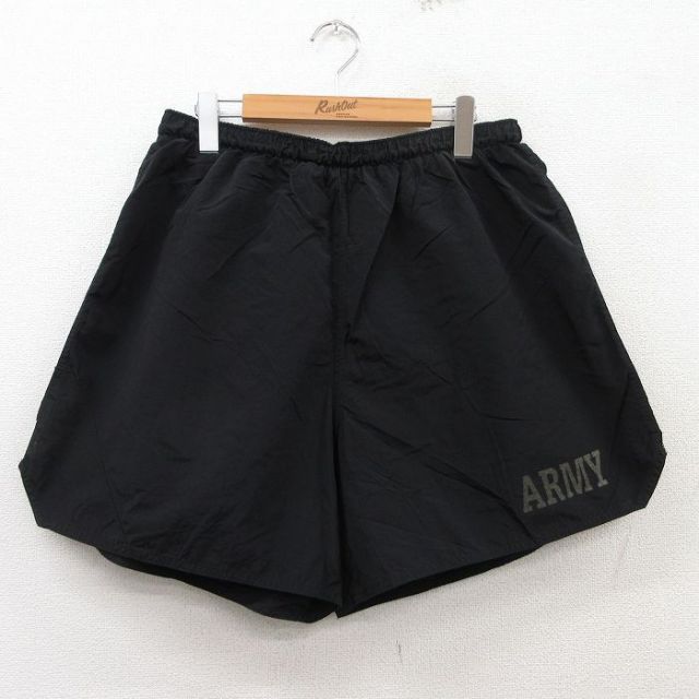 W32★古着 ショート ミリタリー トレーニング パンツ ショーツ メンズ 00年代 00s アーミー ARMY リフレクター USA製 黒 ブラック 25jul05 中古 ボトムス 短パン ショーパン