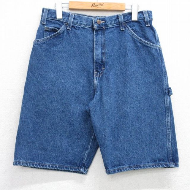 W32★古着 ディッキーズ Dickies ショート ペインター パンツ ショーツ メンズ コットン 紺 ネイビー デニム 【spe】 25jul05 中古 ボトムス 短パン ショーパン