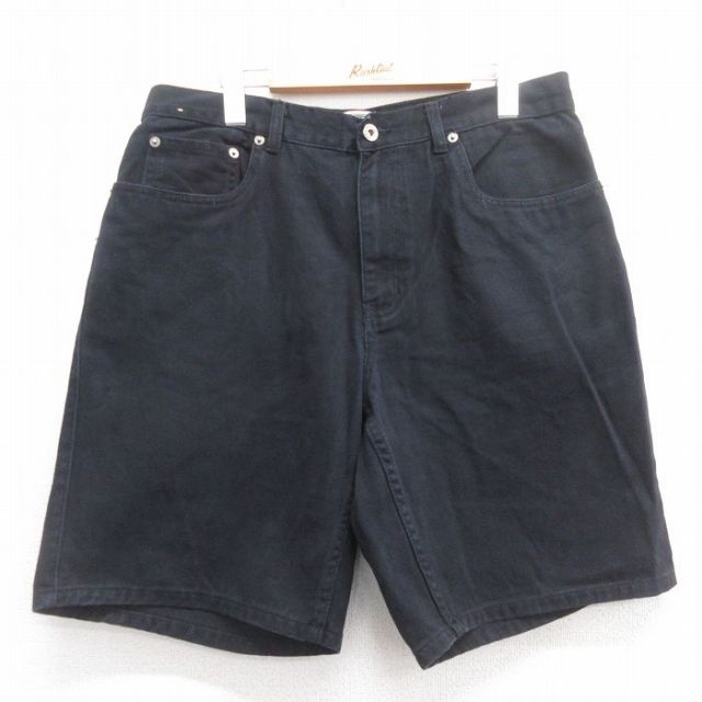 【50%OFF】W34★古着 ルート66 ショート パンツ ショーツ メンズ コットン 黒 ブラック デニム 25jul07 中古 ボトムス 短パン ショーパン ハーフ