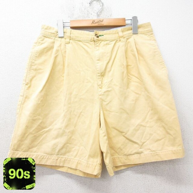 【50%OFF】トミーヒルフィガー 90s ショートパンツ ワンポイント イエロー W33 | 古着
