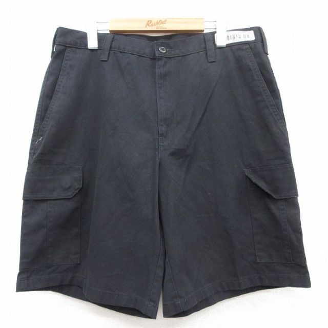 W35★古着 ショート ワーク カーゴ パンツ ショーツ メンズ CiNTAS 黒 ブラック 25jul08 中古 ボトムス 短パン ショーパン