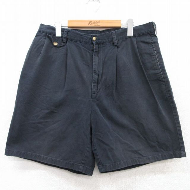 W35★古着 ノーティカ NAUTICA ブランド ショート パンツ ショーツ メンズ 90年代 90s コットン 紺 ネイビー 25jul08 中古 ボトムス 短パン ショーパン ハーフ